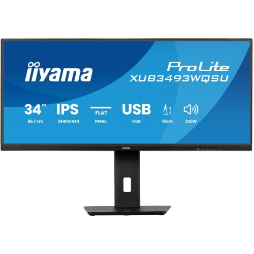 Monitor ProLite 34 cale XUB3493WQSU-B6 IPS,UWQHD,DP,2xHDMI,HAS,21:9,400cd, 120Hz,1000:1,1ms, USB HUBx4, 2x5W,