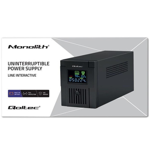 QOLTEC ZASILACZ AWARYJNY UPS LINE INTERACTIVE | MONOLITH | 1500VA | 900W | LCD | USB-10018064
