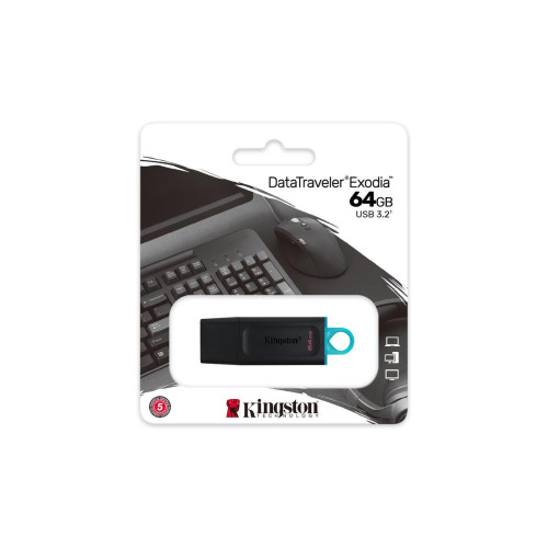 KINGSTON FLASH 64GB USB 3.2 Gen 1 DataTraveler Exodia (B+T)-10027365