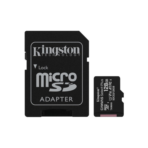 Karta pamięci z adapterem Kingston Canvas Select Plus SDCS2/128GB (128GB; Class 10, Class U1, V10; + adapter)-894093