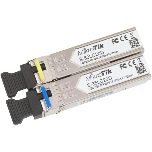 MikroTik Para modułów SFP S-3553LC20D (S-35LC20D 1.25G SM 20km T1310nm/R1550nm + S-53LC20D 1.25G SM 20km T1550nm/R1310nm