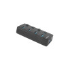 Hub USB 4 porty Mantis 2 USB 3.0 z włącznikiem + zasilacz -1010202