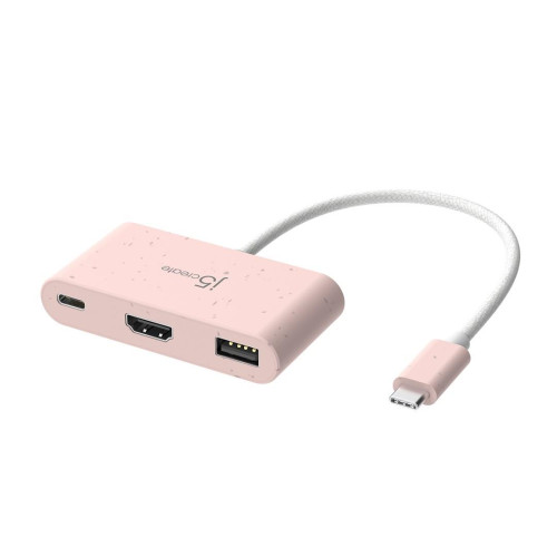 Stacja dokująca j5create Eco-Friendly USB-C to HDMI & USB Type-A with Power Delivery 1xHDMI/1xUSB 3.1/1xUSB-C; kolor różowy JCA379ER-N-10111316