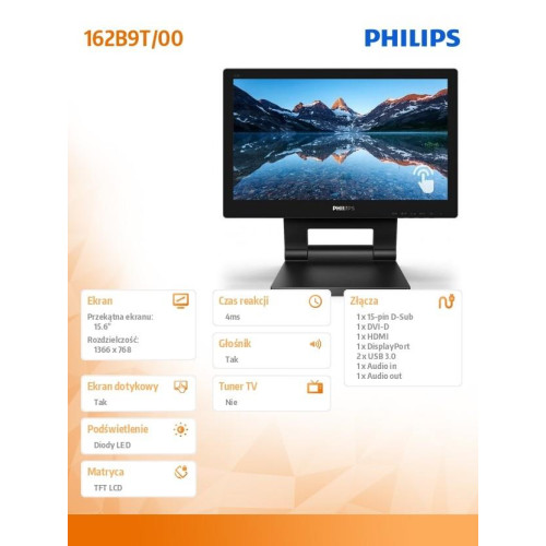 Monitor 162B9T 15.6 cali LED Touch DVI HDMI DP-1012049
