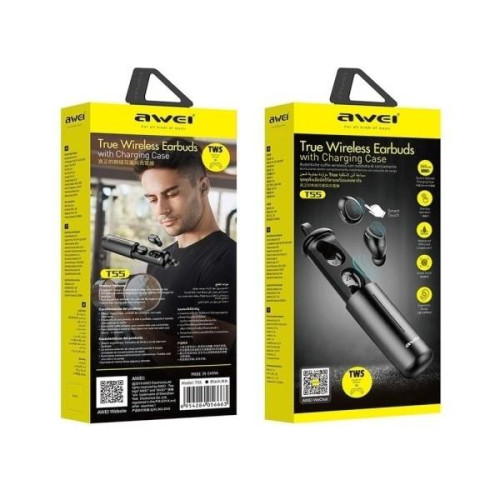 Słuchawki Bluetooth 5.0 T55 TWS + stacja dokująca Czarny-1013406