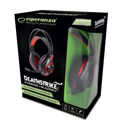 Słuchawki z mikrofonem gaming Deathstrike Czerwone-1014329