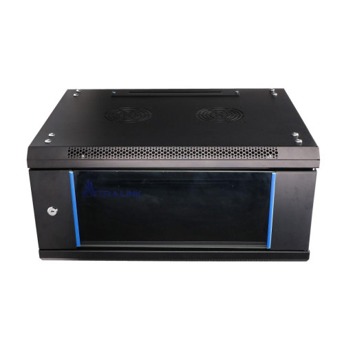 Szafka wisząca rack 4U 600x450 czarna szklane drzwi-758748
