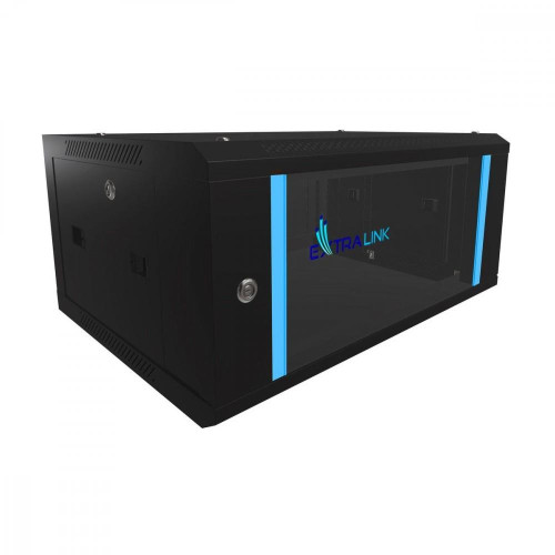 Szafka wisząca rack 4U 600x450 czarna szklane drzwi-10156282