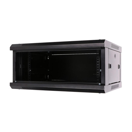Szafka wisząca rack 4U 600x450 czarna szklane drzwi-10156286