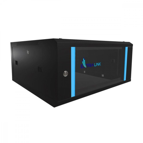 Szafka wisząca rack 4U 600x600 czarna szklane drzwi-758758
