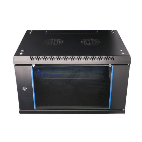 Szafka wisząca rack 6U 600x450 czarna szklane drzwi-10156350
