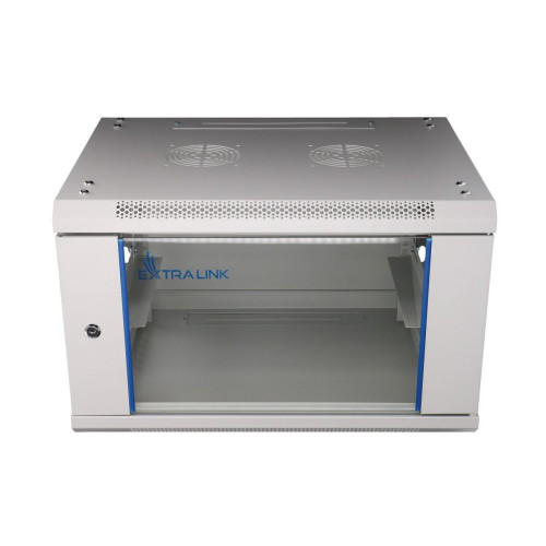 Szafka wisząca rack 6U 600x450 szara szklane drzwi-10156362