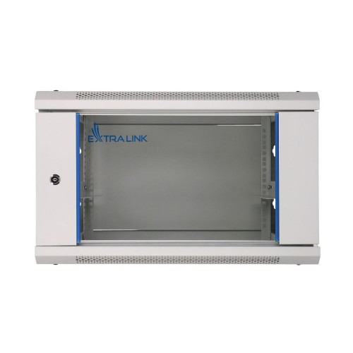 Szafka wisząca rack 6U 600x450 szara szklane drzwi-10156363