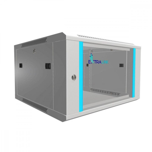 Szafka wisząca rack 6U 600x600 szara szklane drzwi -758824
