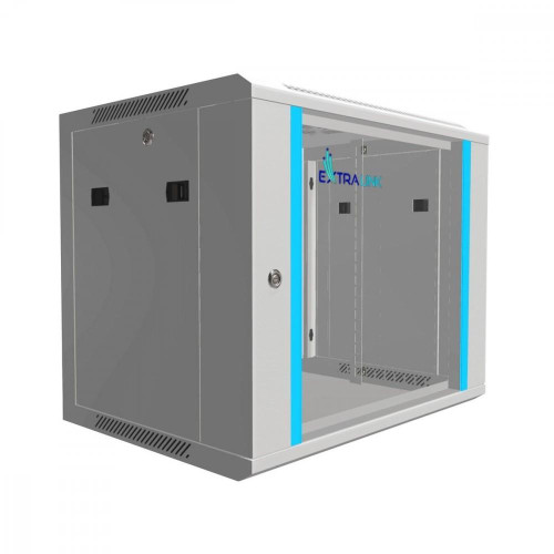 Szafka wisząca rack 9U 600x450 szara szklane drzwi-10156385