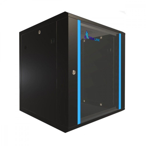Szafka wisząca rack 12U 600x600 czarna szklane drzwi -759986