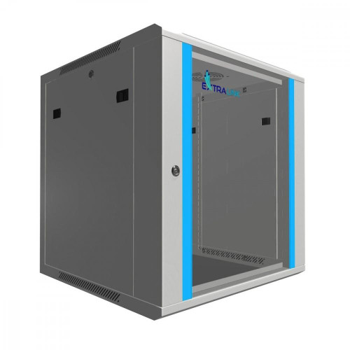 Szafka wisząca rack 12U 600x600 szara szklane drzwi -759993
