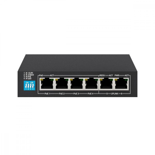 Switch KRIOS PoE 4x Gigabit PoE/PoE+, 2x RJ45 Uplink Gigabit, 60W-10156751