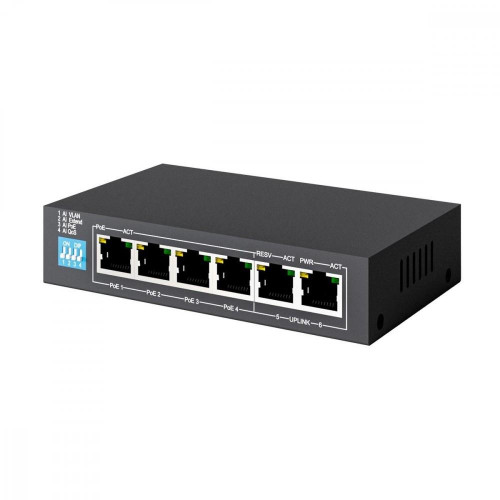 Switch KRIOS PoE 4x Gigabit PoE/PoE+, 2x RJ45 Uplink Gigabit, 60W-10156755