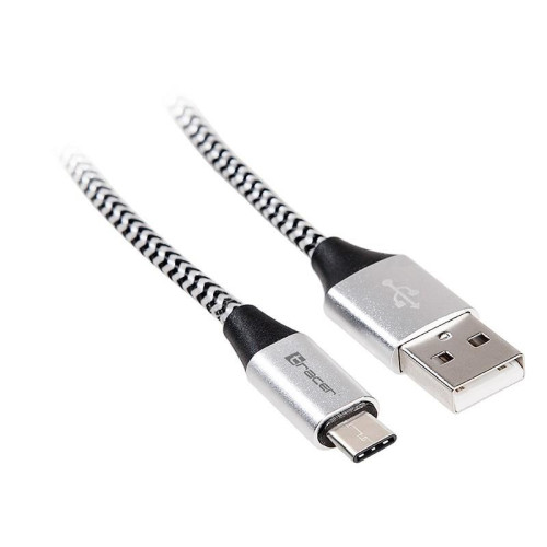 Kabel USB 2.0 Type-C A męski - C męski 1,0m czarno-srebrny-10156878