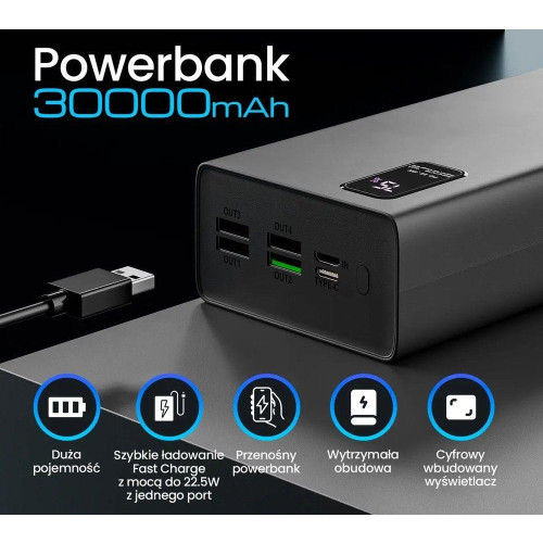 Powerbank EPB-069 USB-C EX.19515 czarny-10158791