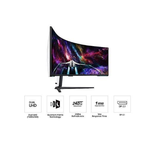 Samsung Monitor 57 cali G95NC VA 7680x2160 DUHD 32:9 3xHDMI 1xDP 2xUSB 3.0 KVM 1ms 240Hz HAS Gaming zakrzywiony 3Yd2d-10