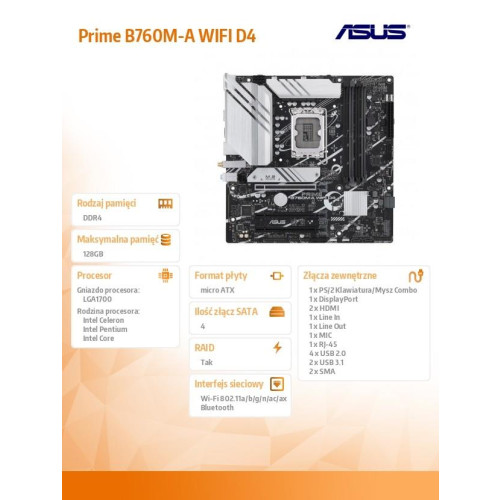 Płyta główna Prime B760M-A WIFI D4 s1700 4DDR4 HDMI mATX -10161687