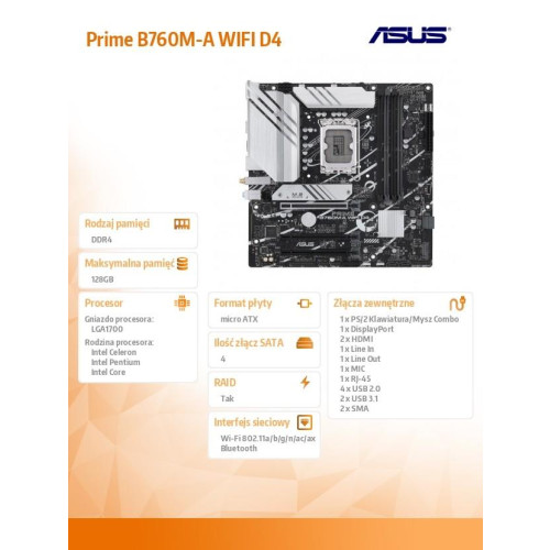 Płyta główna Prime B760M-A WIFI D4 s1700 4DDR4 HDMI mATX-10161687