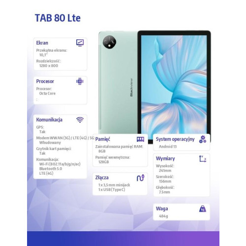 Tablet TAB 80 LTE 8/128GB 7680 mAh 10,1 cala zielony-10161767