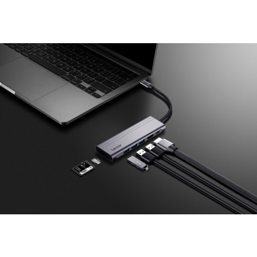 Hub 7-in-1 USB-C USB3.2 Gen1. Type-C, 3xUSB-A HDMI, SD, microSD slot. PD 100W -10162274