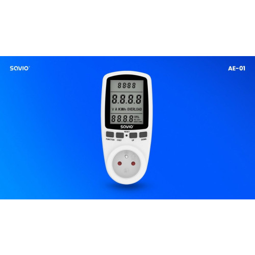 Watomierz, kalkulator energii z wyświetlaczem LCD, 16A, 3680W, AE-01 -10162420
