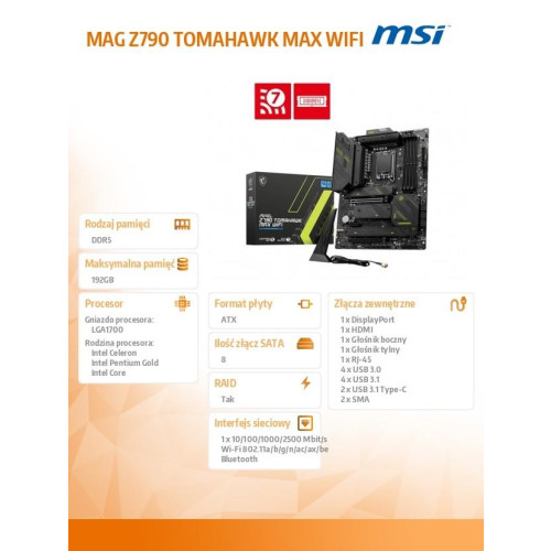 Płyta główna MAG Z790 TOMAHAWK MAX WIFI s1700 4DDR5 ATX-10162621