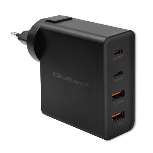 Ładowarka GaN Power Pro | 2xUSB-C | 2xUSB | 130W | 5-20V | 1.5-5A| PD | Czarna -10163737