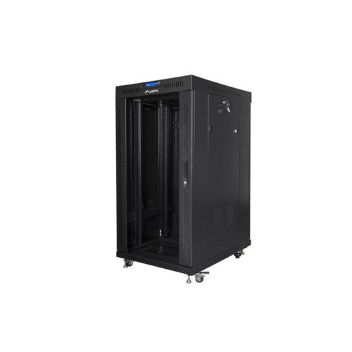 Szafa stojąca 19 cali 22U 600x800 drzwi szklane LCD (flat pack) v2 czarna-10164846