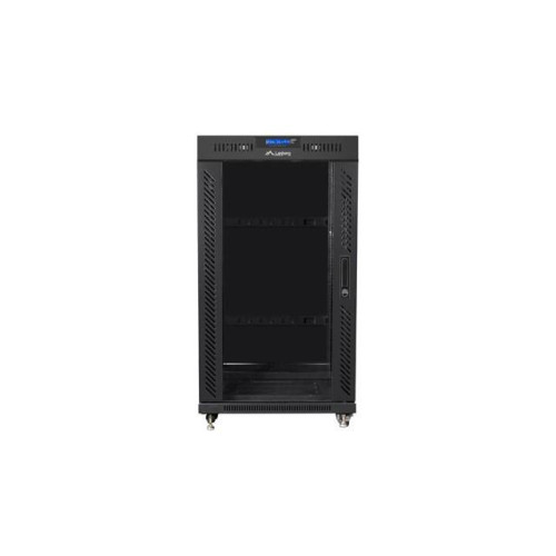 Szafa stojąca 19 cali 22U 600x800 drzwi szklane LCD (flat pack) v2 czarna-10164849