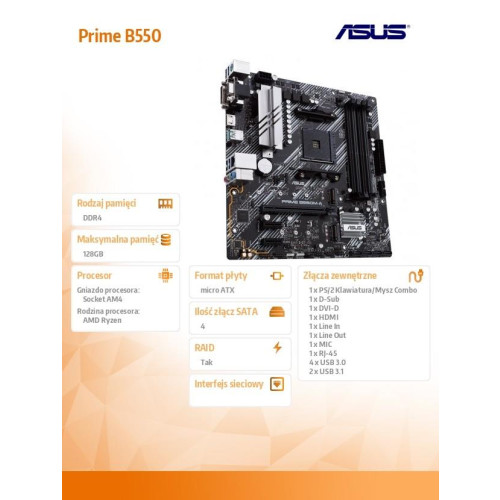 Płyta główna Prime B550M-A/CSM AM4 4DDR4 HDMI M.2 mATX-10165117