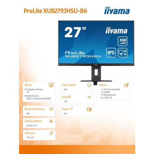 Monitor 27 cali XUB2793HSU-B6 IPS.HDMI.DP.2x2W.USBx2.FreeSync.Flicker -10165355