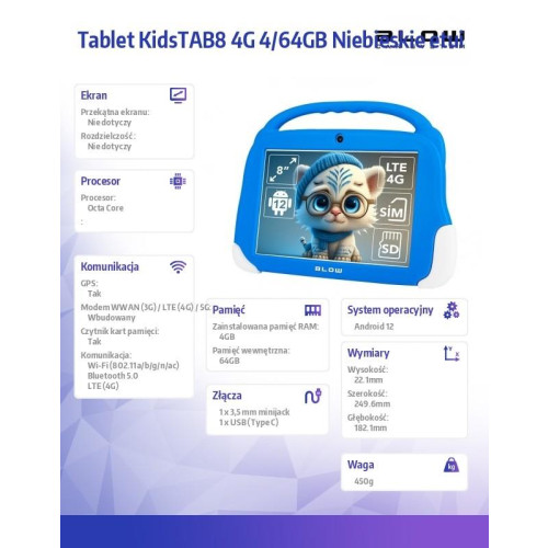 Tablet KidsTAB8 4G 4/64GB Niebieskie etui -10167702