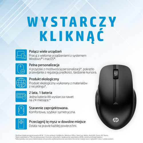 Mysz HP 430 Multi-Device Wireless Mouse Black bezprzewodowa czarna 3B4Q2AA-10206552