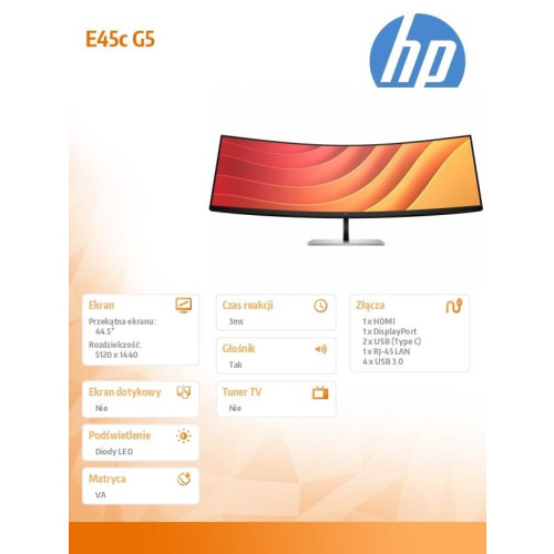 Monitor E45c G5 zakrzywiony DQHD 6N4C1AA#ABB-10325630