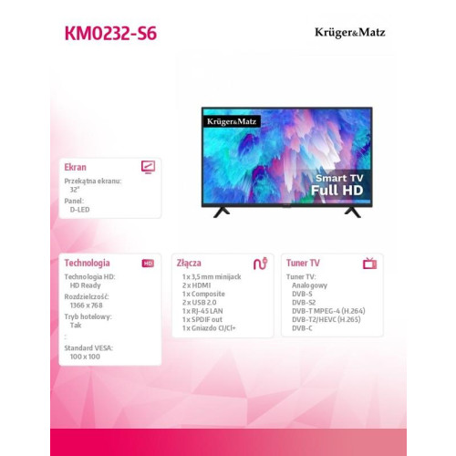 Telewizor 32 cale HD smart DVB-T2/S2 HEVC -10325875