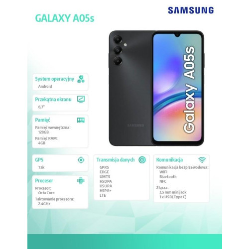 Smartfon GALAXY A05s LTE 4/128GB Czarny -10327534