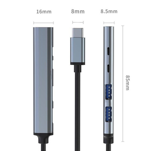 HUB adapter USB-C 3.1 5w1 | USB-C PD | USB-C | 2x USB 2.0 | USB 3.0 -10328071