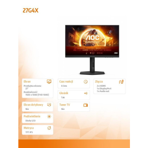 Monitor 27G4X 27 cali IPS 180Hz HDMIx2 DP Pivot Głośniki -10329711