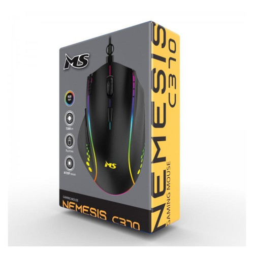 Mysz gamingowa przewodowa Nemesis C370 7200 DPI 7P RGB LED czarna-10329749