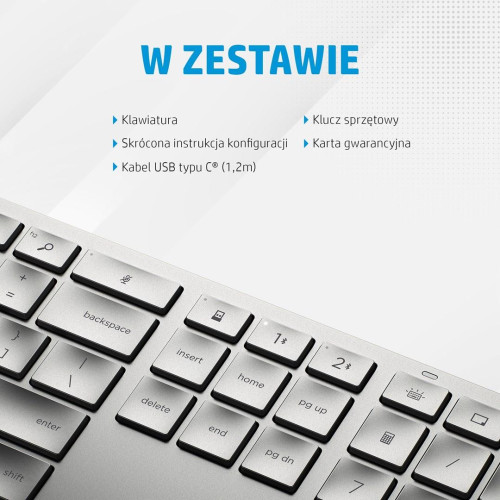 Klawiatura HP 970 Programmable Wireless Keyboard bezprzewodowa srebrna 3Z729AA-10352429