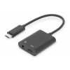 Kabel rozdzielacz USB 3.1 Typ C Gen.2 SuperSpeed+ 10Gbps Mini Jack 3.5mm + Typ USB C 20cm Czarny-1048110
