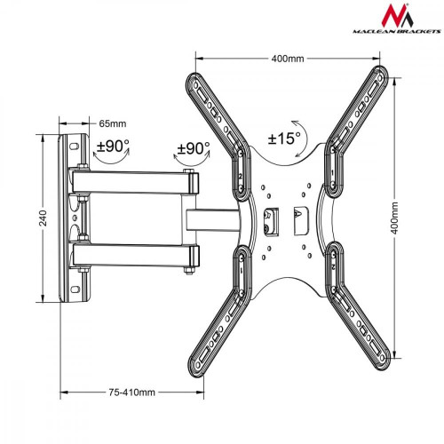 Uchwyt do TV MC-759 13-55 cali 30 kg Czarny-1042593