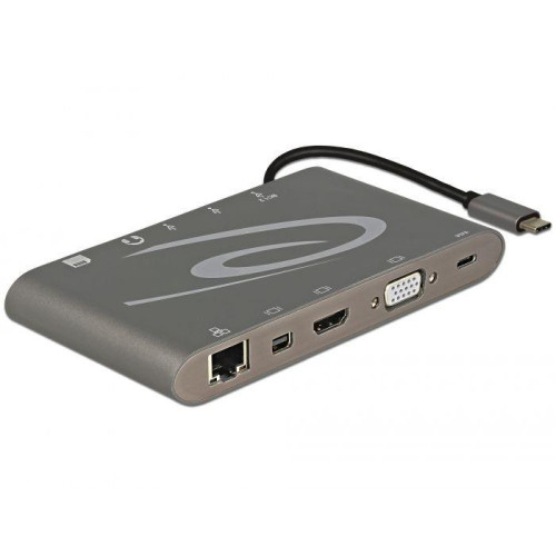 Replikator portów USB-C -> Mic, Audio, HDMI, LAN, 3x USB 3.0 + zasilanie Szary -1043768
