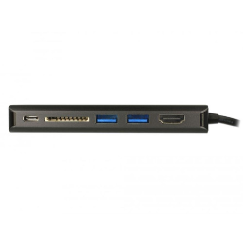 Replikator portów USB-C -> HDMI, LAN, 2x USB 3.0, czytnik kart SD USB-C + zasilanie Czarny -1043976